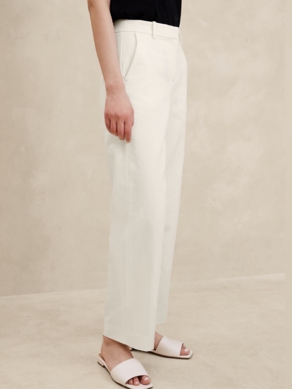 Banana Republic Seahaven White Straight Italian Cotton Linen Blend Pants Size 6